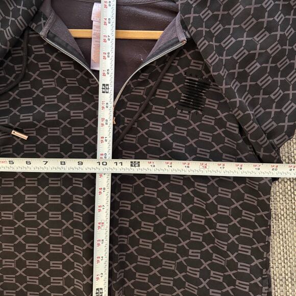 SAVAGE X FENTY Forever Savage Hooded Jumpsuit Black Caviar Monogram Print M - Picture 7 of 8